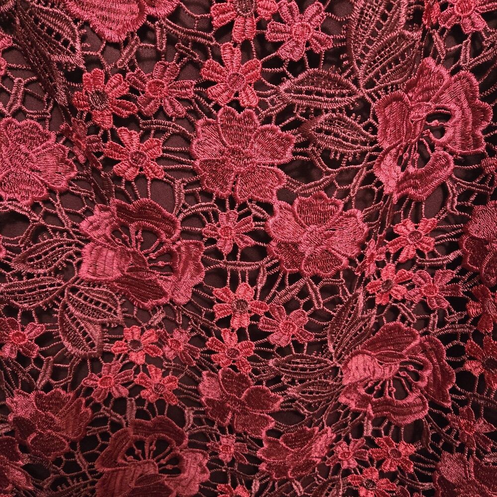 GUESS Dress Red Floral Lace Embroidered Sleeveless Size 4 Elegant Luxury NEW - Picture 5 of 5
